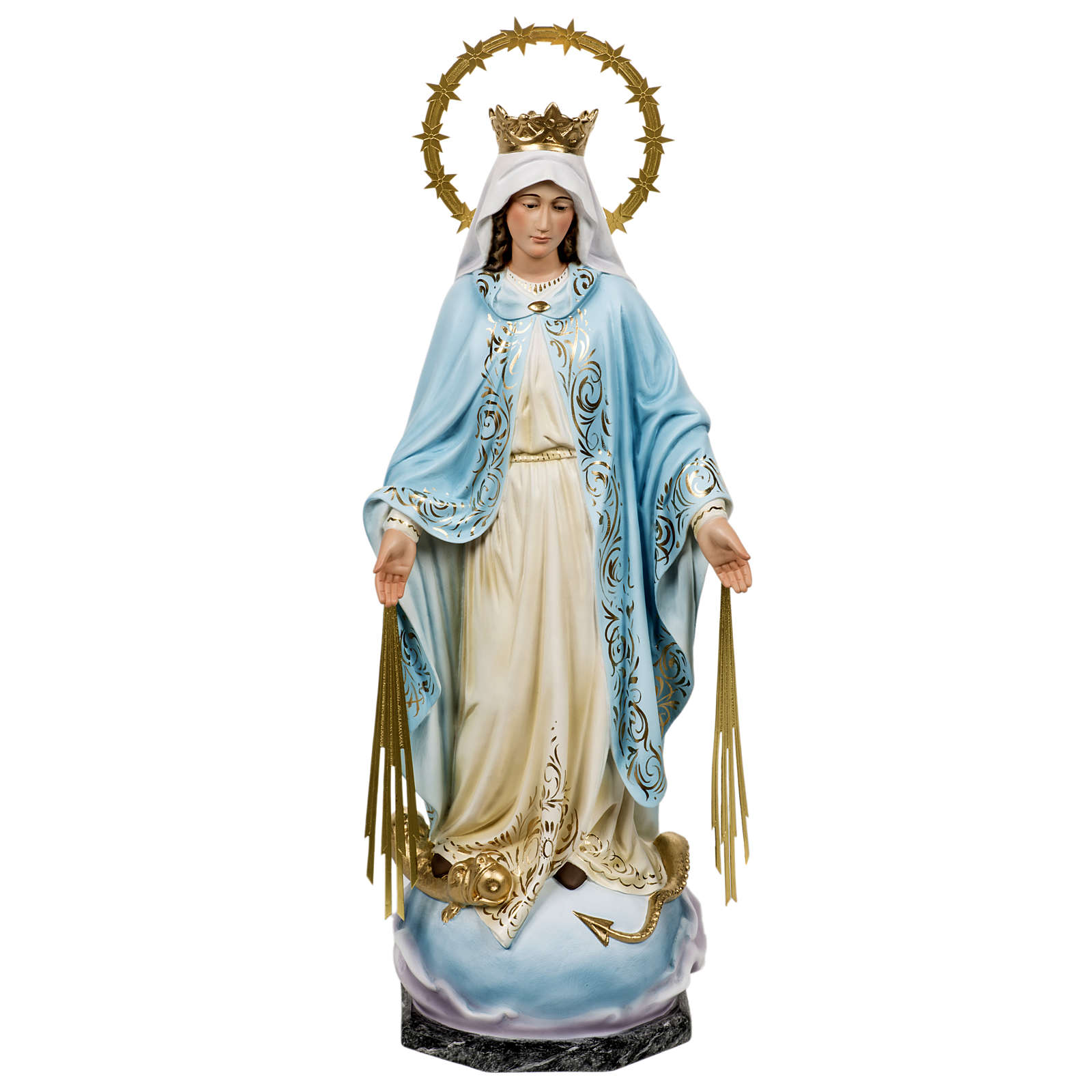 Statua Madonna Miracolosa 60 cm pasta di legno dec. elegante - Officine  Monastiche